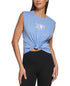 DKNY Sport Womens Cotton Embroidered Logo Muscle Tank Top